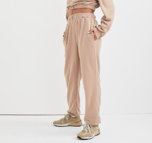 Tide Loose Tappered Elastic High Waist Straight Casual Trousers