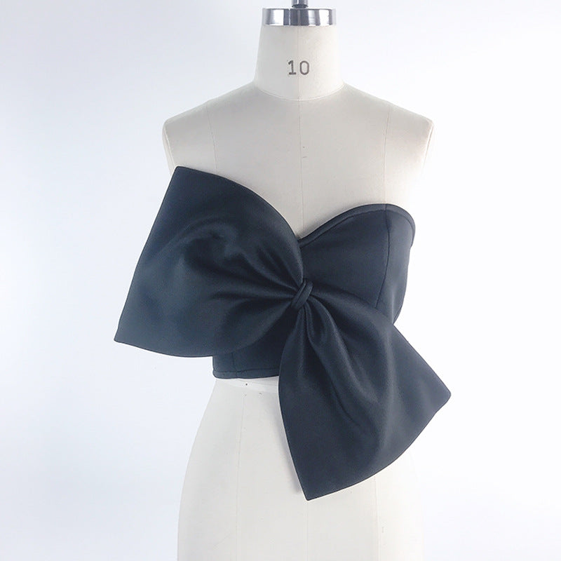 3D Bowknot Sexy Bow Wrapped Chest Strapless Short Top