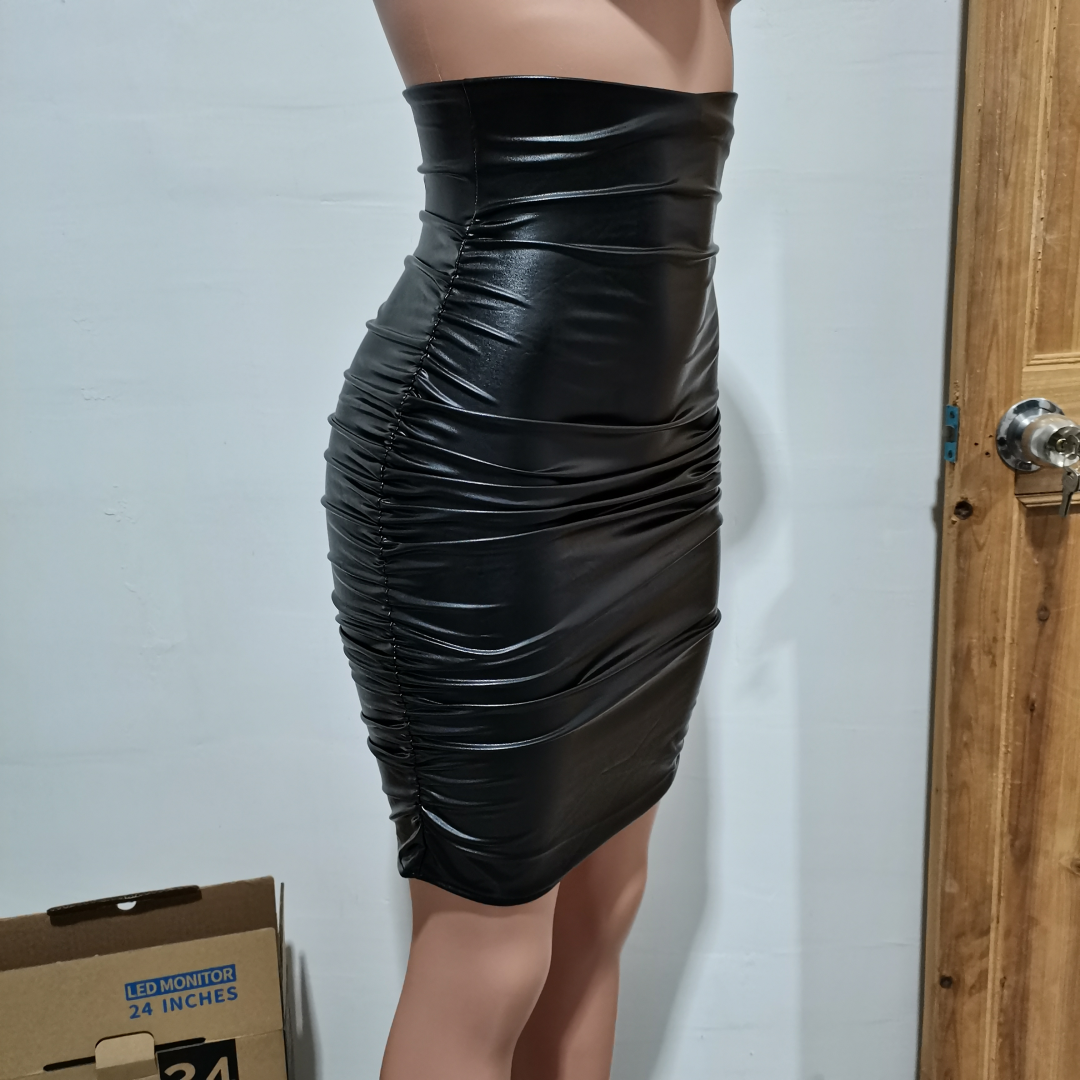 Faux Leather High Waist Hip Skirt