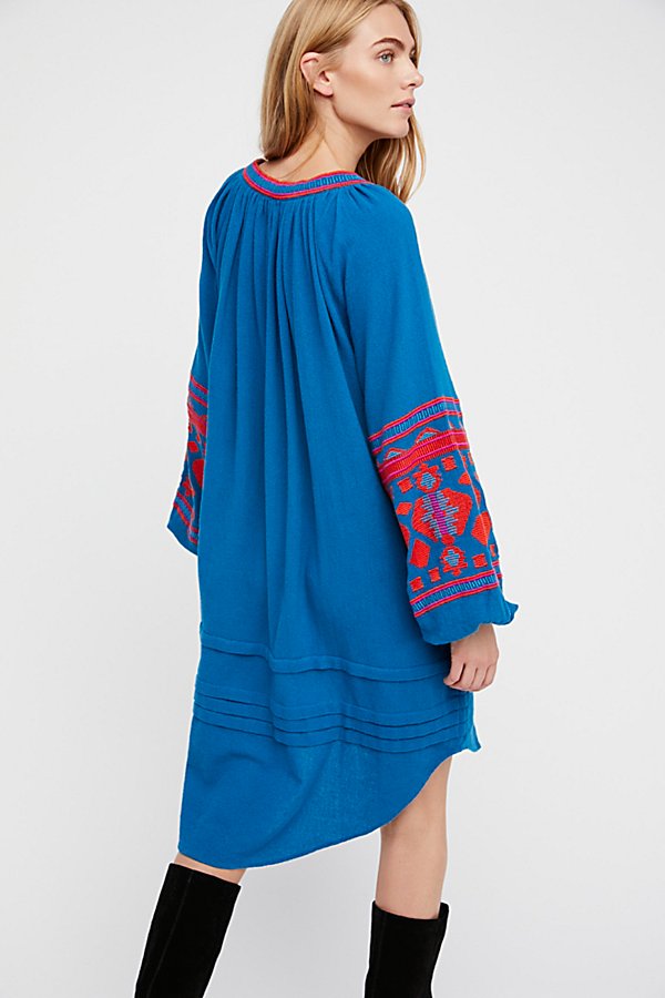 Bohemian Holiday Ethnic Embroidered Loose Cardigan Dress