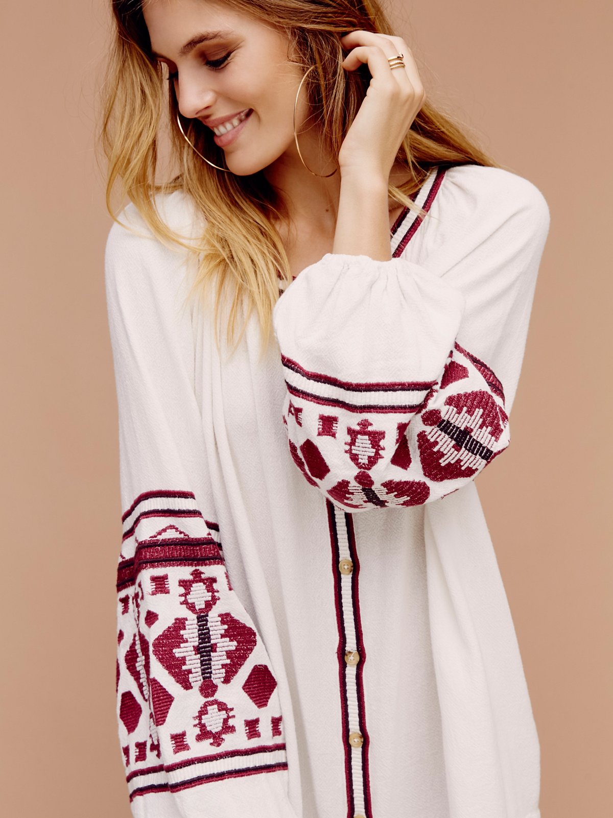 Bohemian Holiday Ethnic Embroidered Loose Cardigan Dress