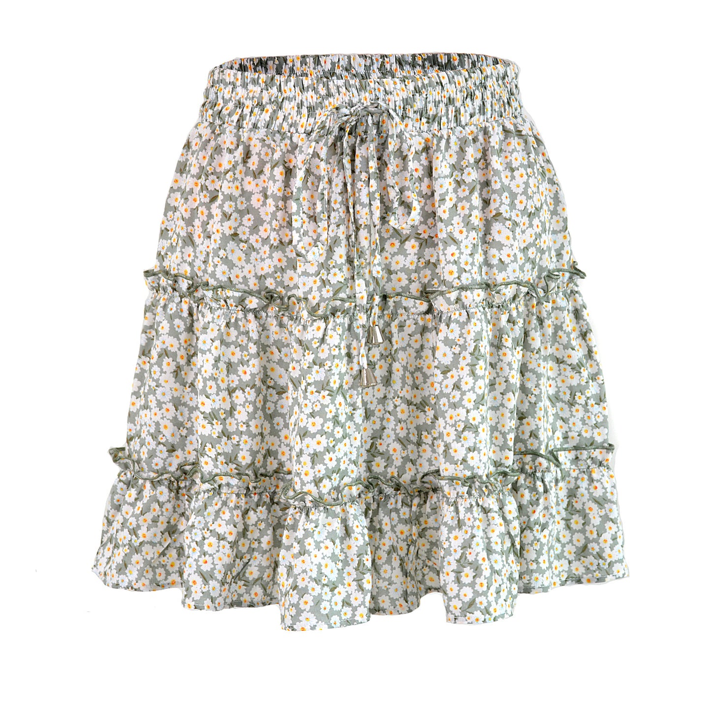 High Waist Ruffles Floral Skirt