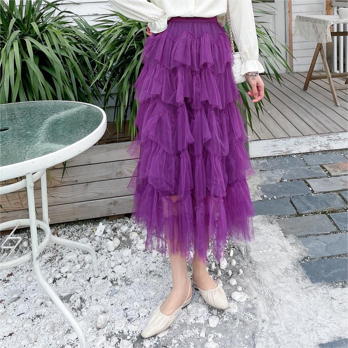 Spring Tiered Dress Mesh Long Skirt