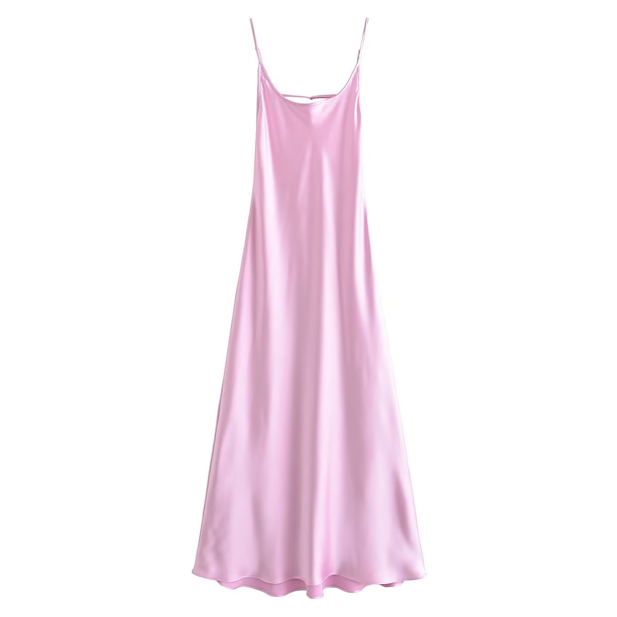 Hollow Out Satin Texture Split Sling Dress