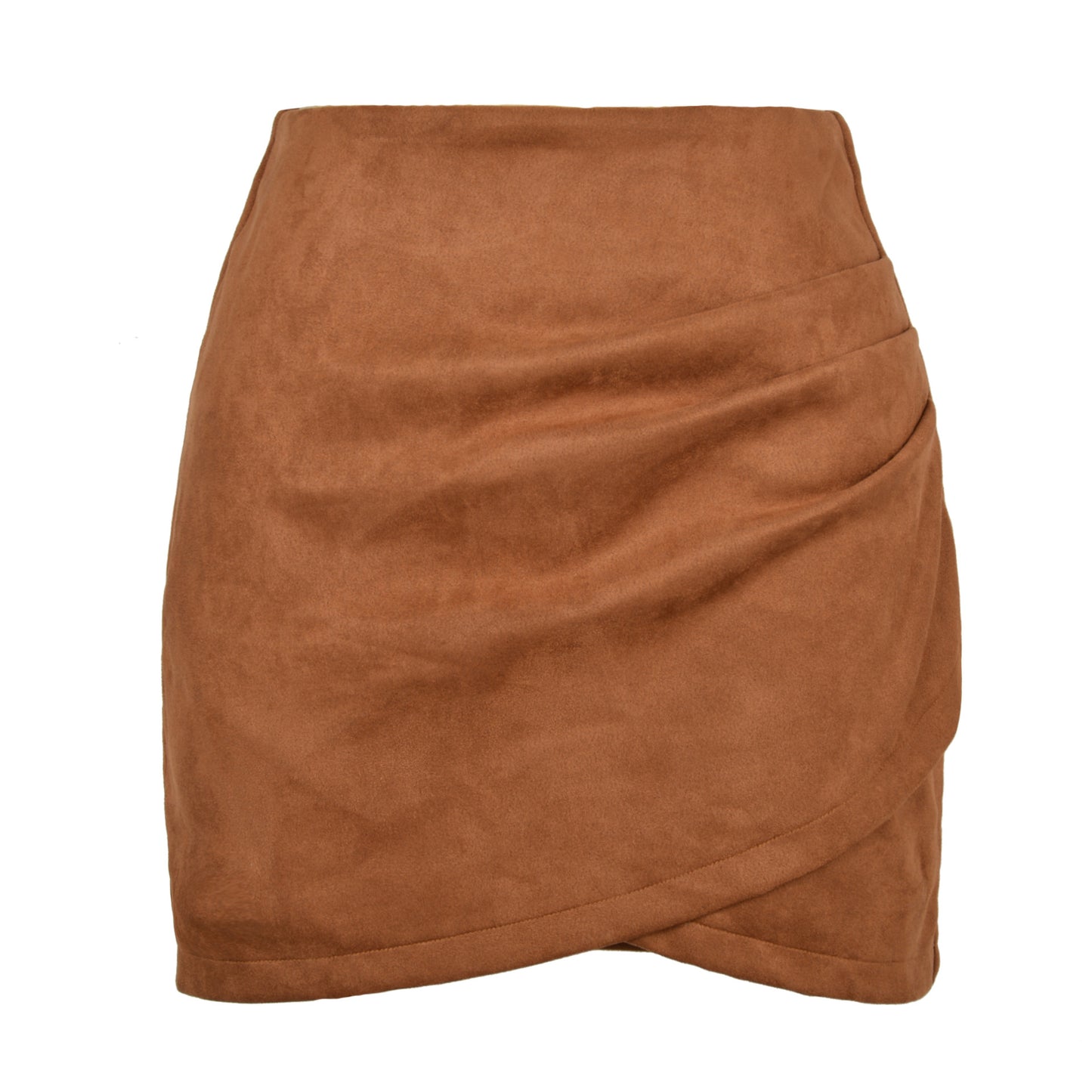 Suede Pleated Criss Cross Irregular Asymmetric Zipper Skirt