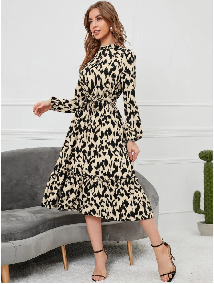 Elegant Printing Long Sleeve Dress