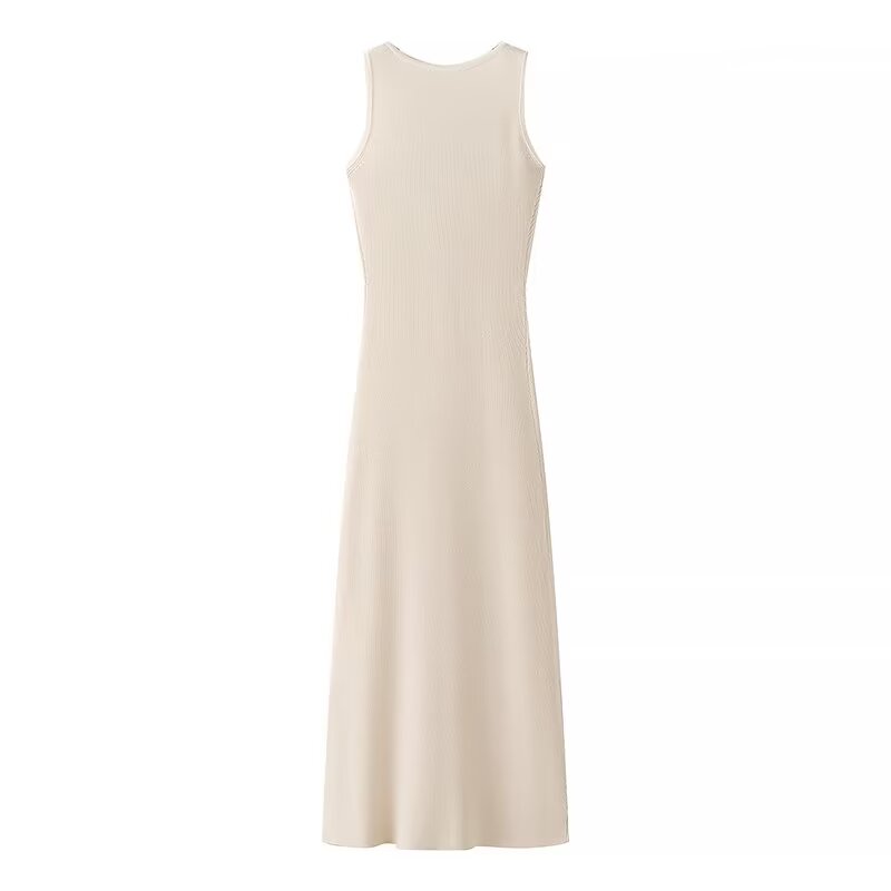 Elegance Sleeveless Round Neck Slim Knit Dress