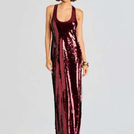 Simple Thin Slim Fit Halter Sequin Dress