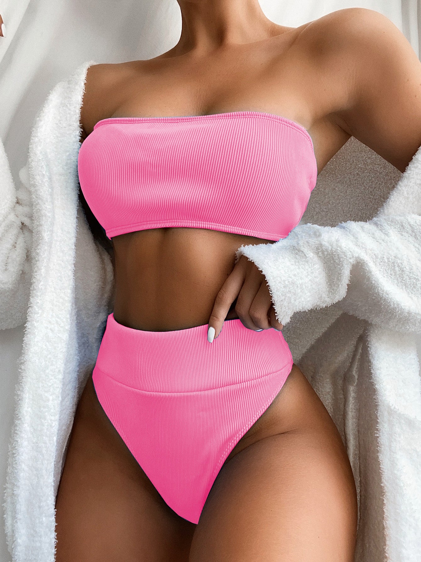Gesplitste bikini in effen kleur