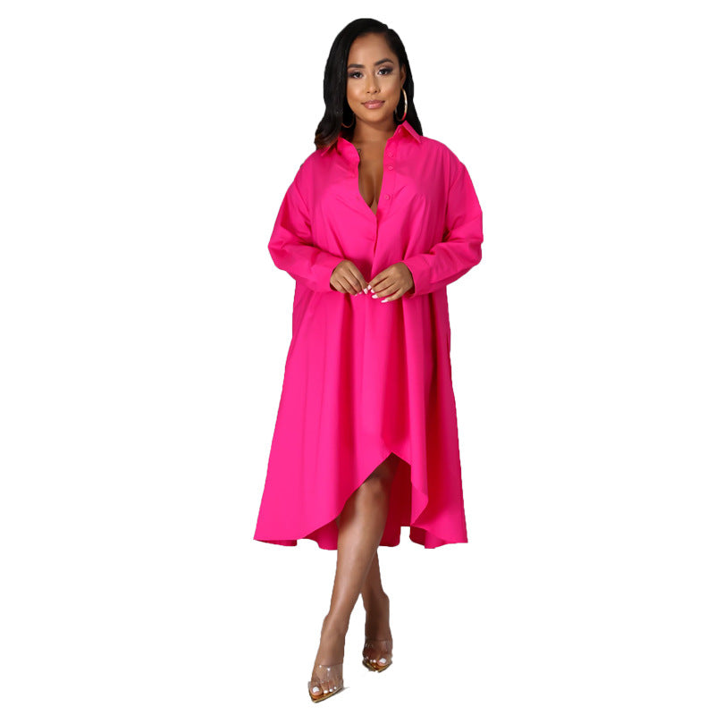 Plus Size Shirt Casual Long-Sleeved Dress