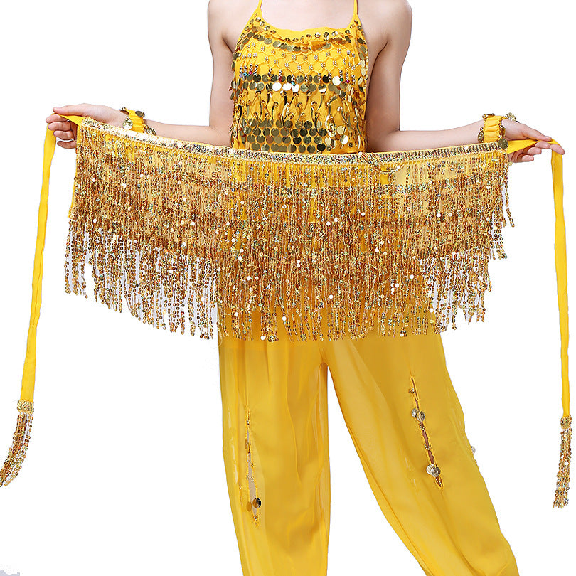 Danse du ventre paillettes glands taille chaîne danse indienne bohème jupe à lacets