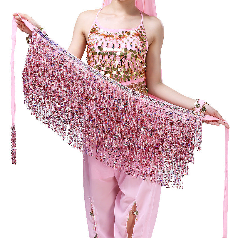 Taniec brzucha cekinowe frędzle łańcuch w talii taniec indyjski czeski sznurowana spódnica