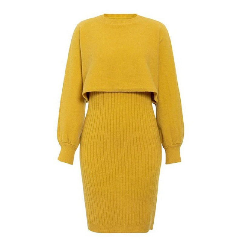 Pullover Sweater Knitted Dress Two Piece Set