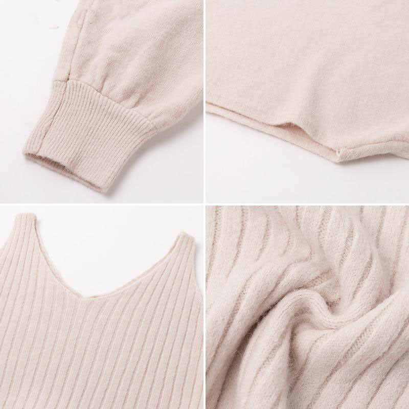 Pullover Sweater Knitted Dress Two Piece Set