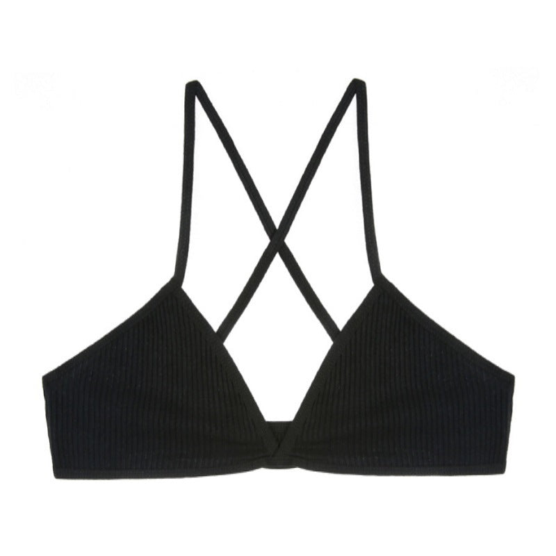 Ultra Thin Cotton Thread Criss Cross Back Triangle Cup Wireless Comfortable Breathable Bra