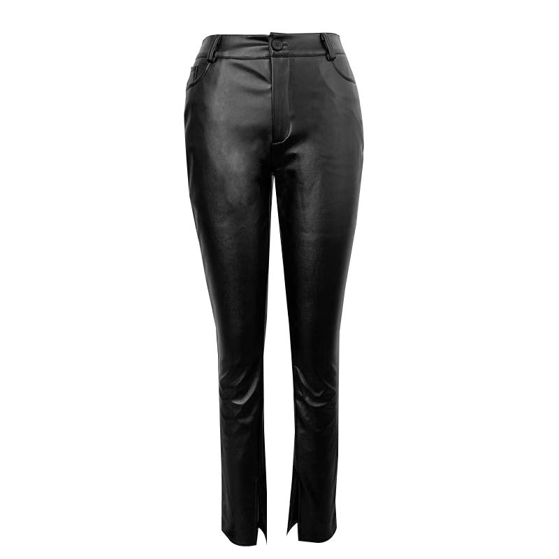 High Waist Slimming Tight Faux Leather Pants