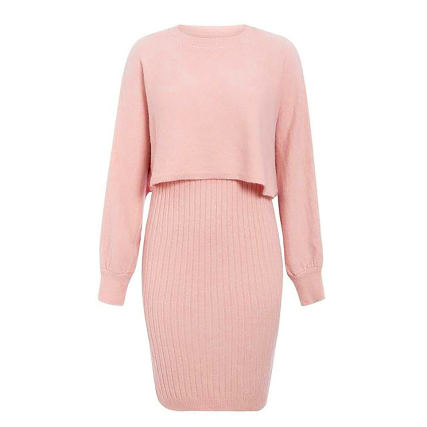 Pullover Sweater Knitted Dress Two Piece Set