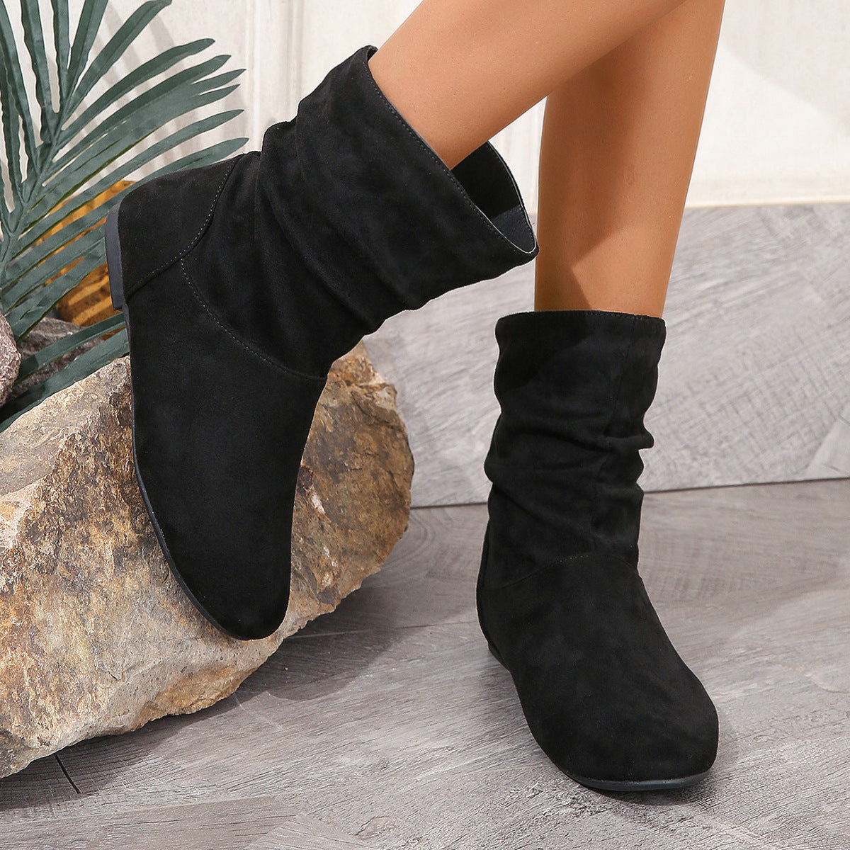 Slip On Casual Pile Stretch Ultra Low Boots