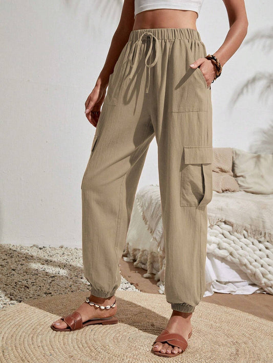 Solid Color Pocket Cargo Pants