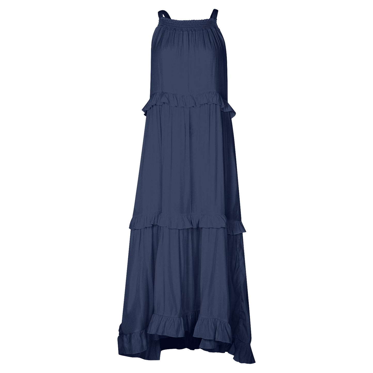 Irregular Asymmetric Tiered Sleeveless Long Floor Length Dress