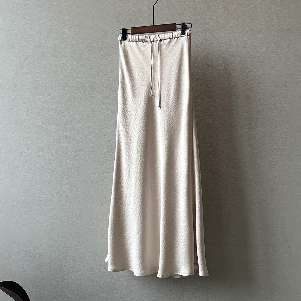 Drawstring Satin Skirt