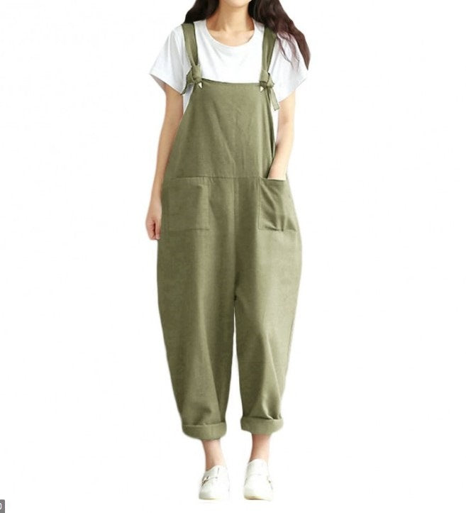 Cotton Linen Casual Trousers Jumpsuit