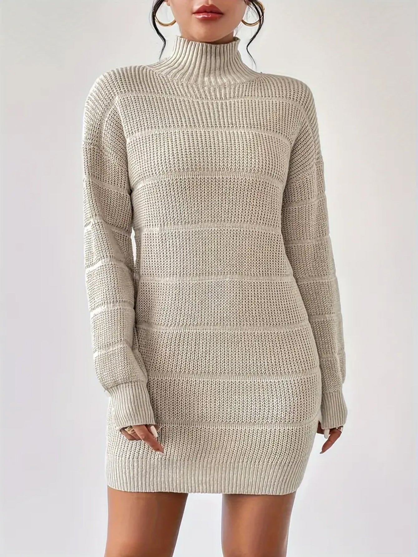 Half Turtleneck Knitted Sexy Dress