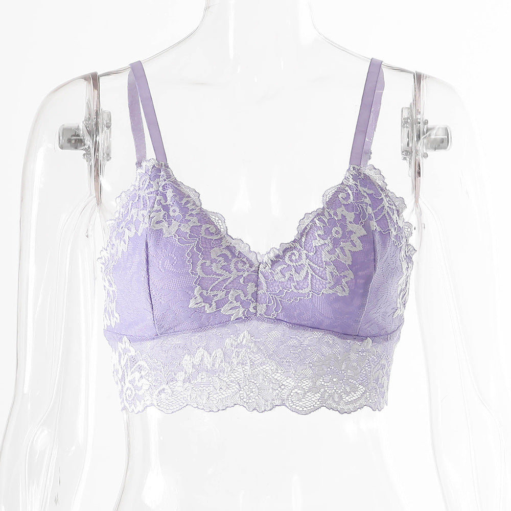 Lace Double Color See-through Sexy Bra