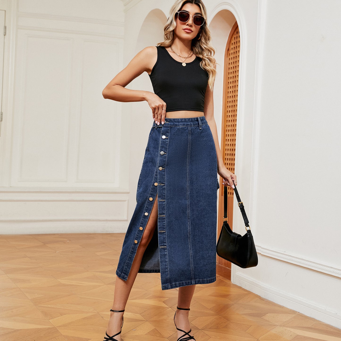 Sexy Semi Elastic Denim Casual Skirt