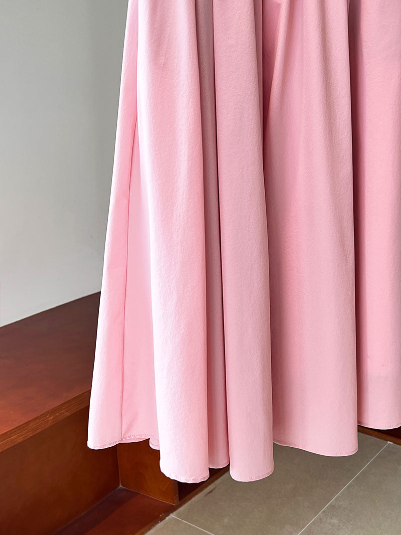 Pink Skirt Large Swing A Line Pleated Pleated Skirt