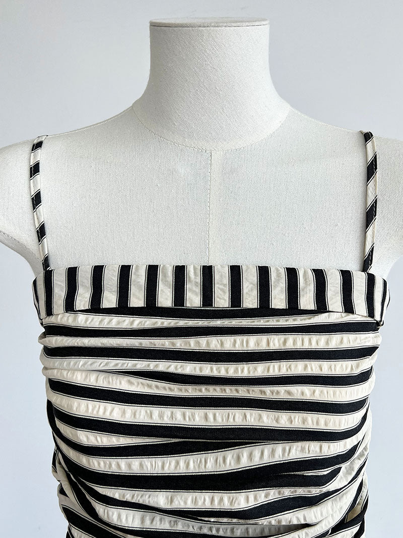 French Striped Bandeau Sling Dress