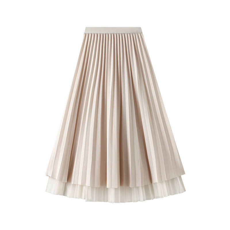 Bright Silk Pleated Skirt