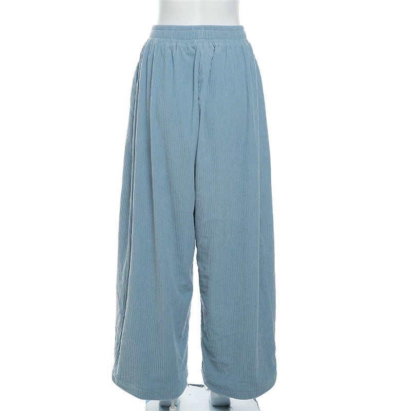 Street Shooting High Waist Loose Straight Casual Trousers