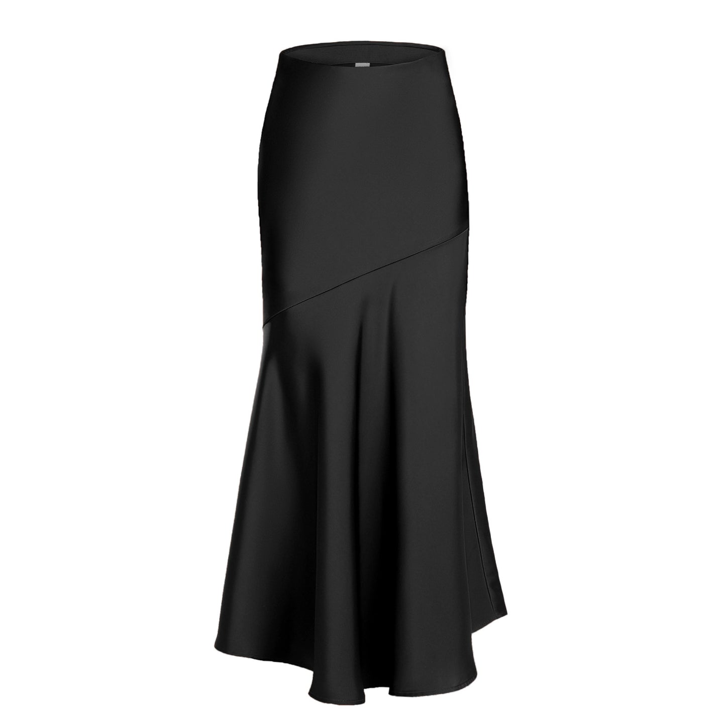 Satin High Waist Elastic Maxi Skirt