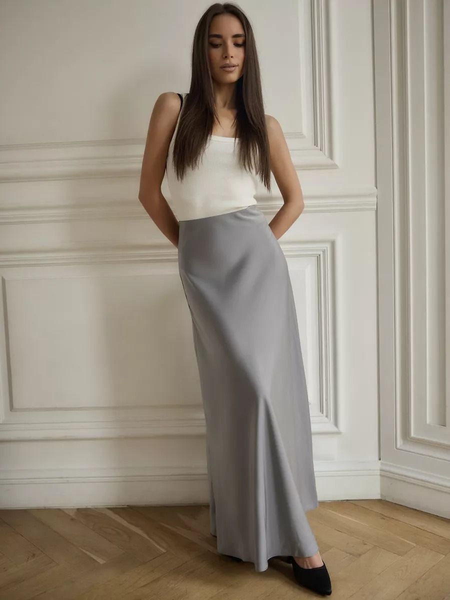 Satin Long High Waist Hip Mop Fishtail Skirt