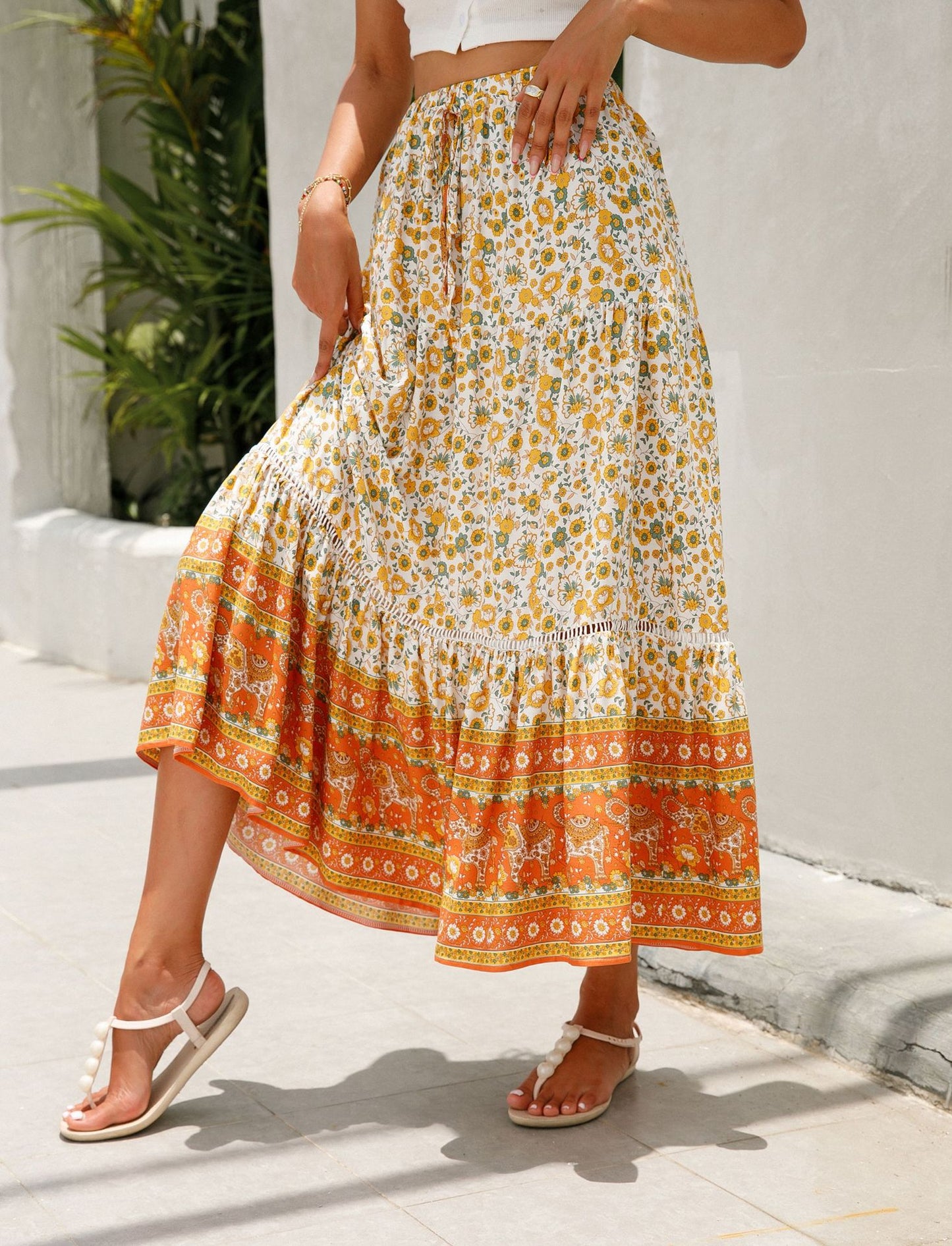 Rayon Bohemian Beach Vacation Skirt