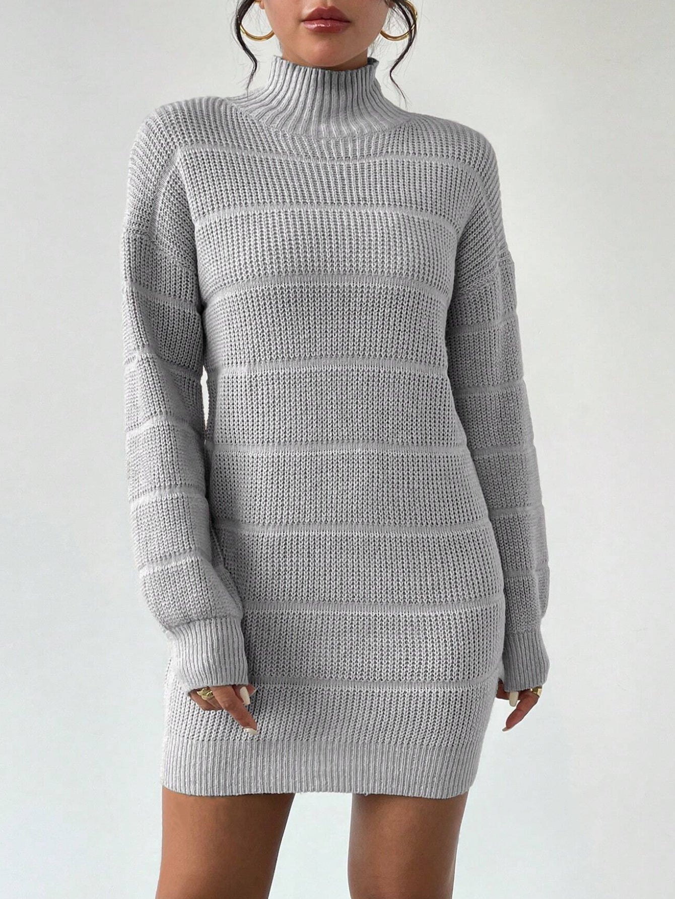 Half Turtleneck Knitted Sexy Dress