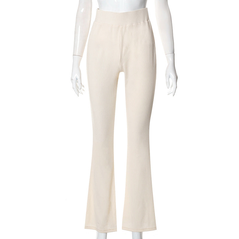 High Waist Slim-Fit All-Matching Slightly Flared Casual Trousers