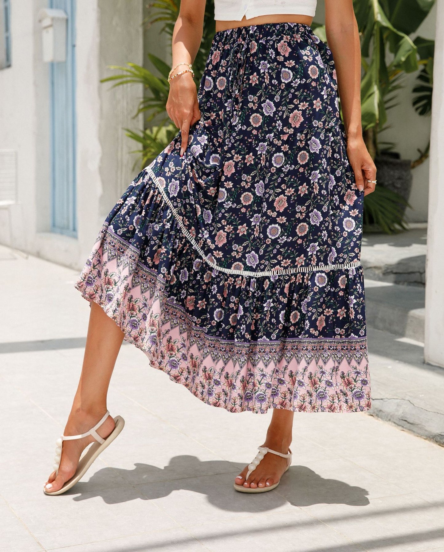 Rayon Bohemian Beach Vacation Skirt