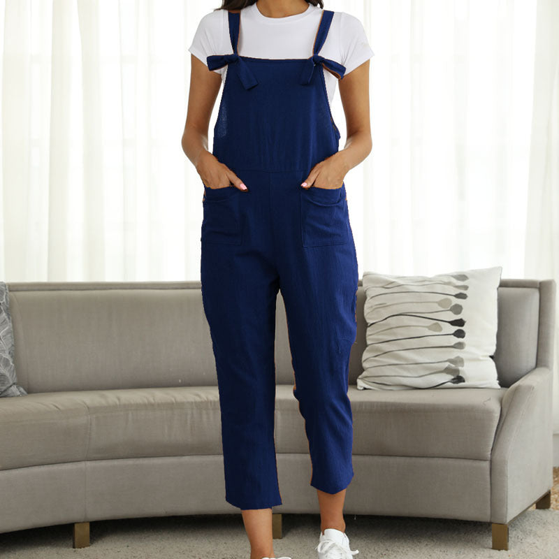 Cotton Linen Casual Trousers Jumpsuit