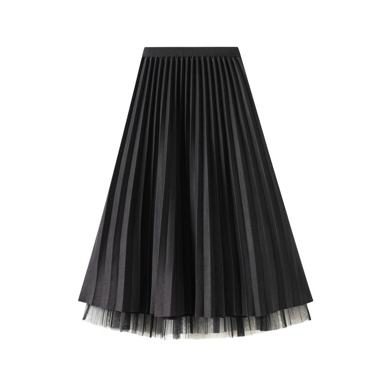 Bright Silk Pleated Skirt