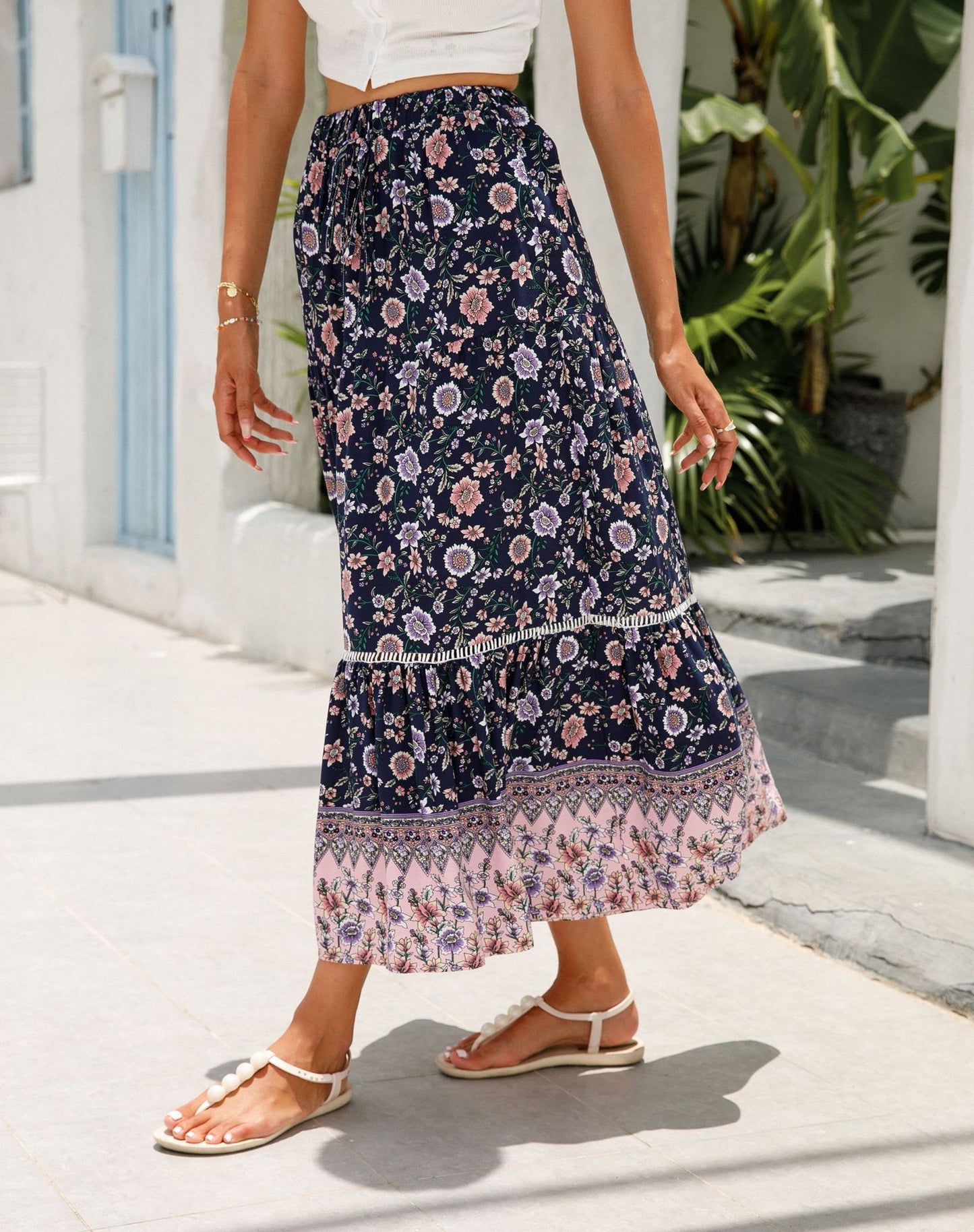 Rayon Bohemian Beach Vacation Skirt