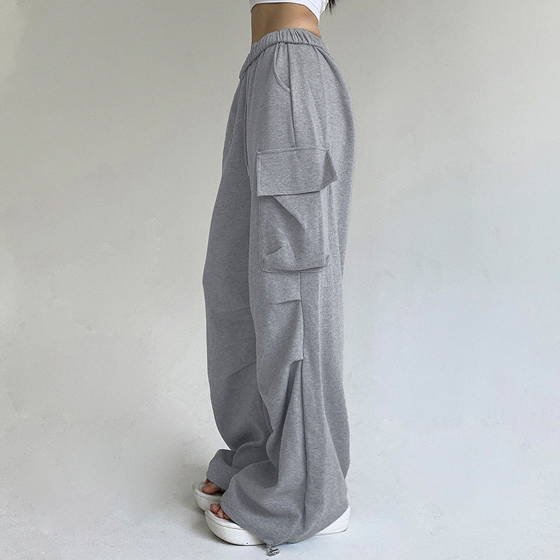 High Waist Multi Pocket Straight Leg Pants