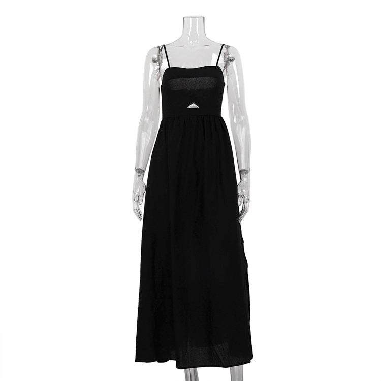 Black Breathable Sling High Waist Dress