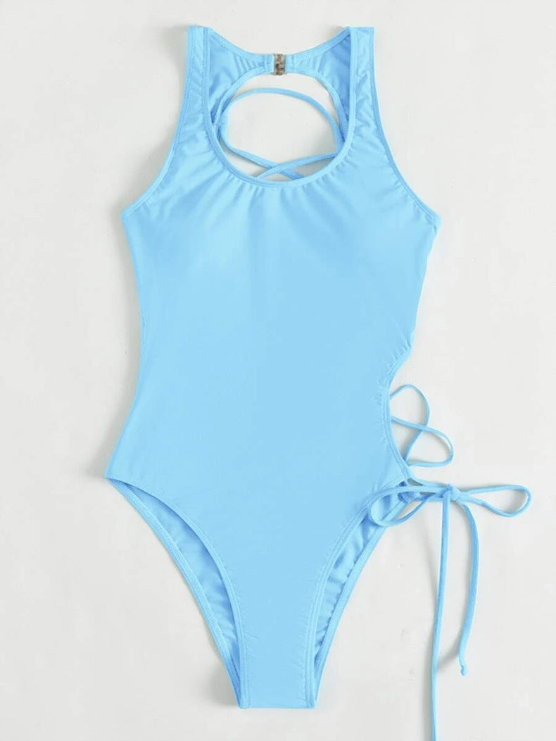 Sexy Solid Color Tied Swimsuit