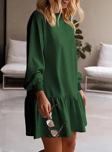 Crisscross Neckline Round Neck Long Sleeve Casual Sweatshirt Dress