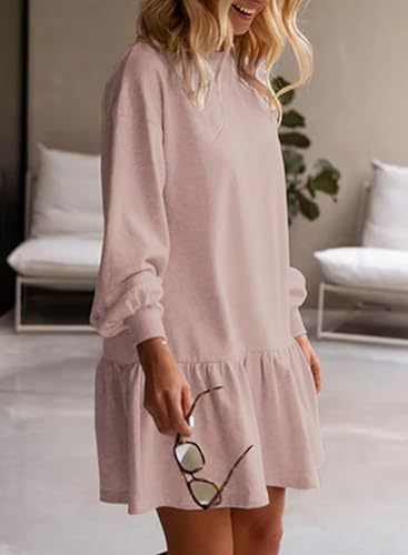 Crisscross Neckline Round Neck Long Sleeve Casual Sweatshirt Dress