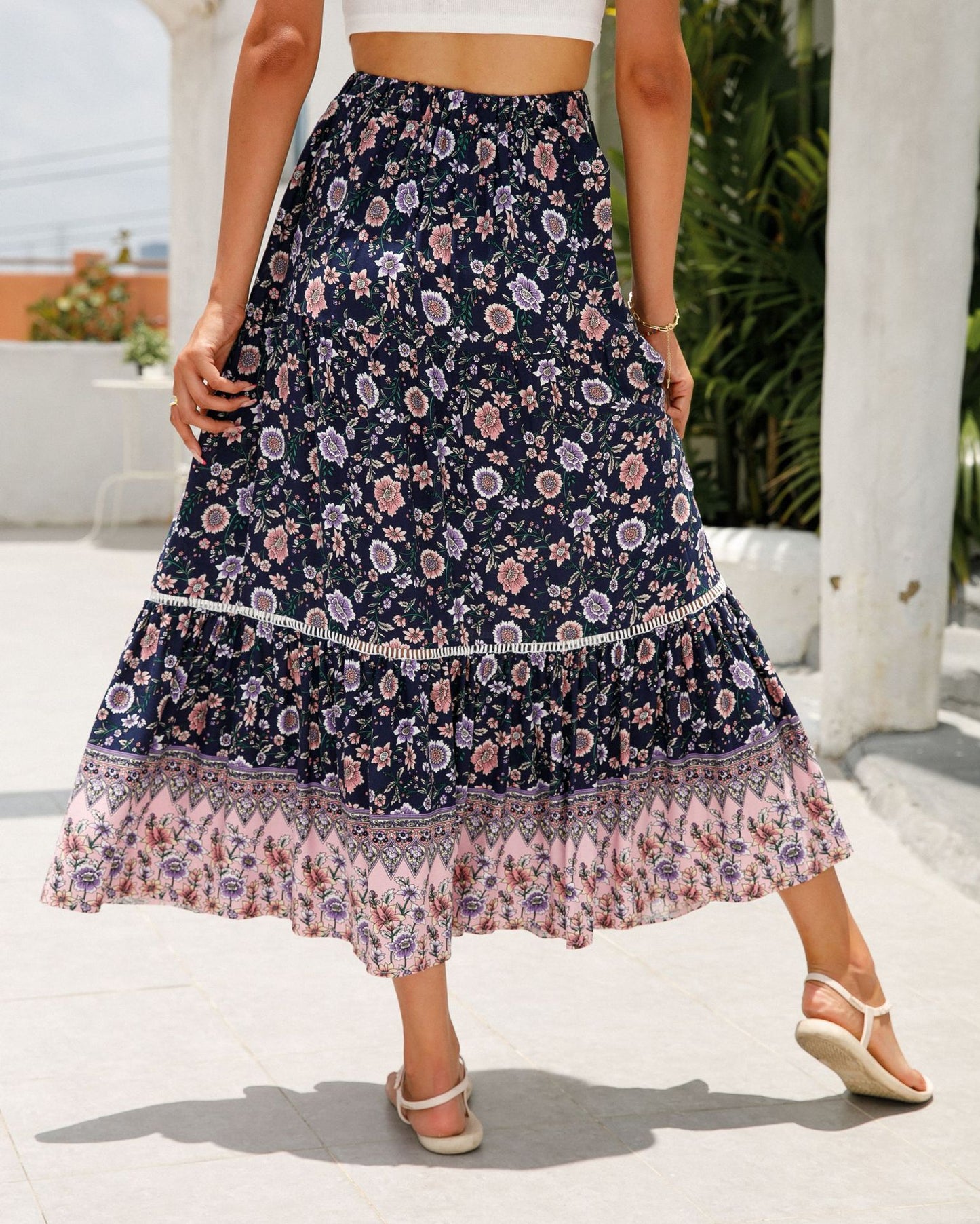 Rayon Bohemian Beach Vacation Skirt