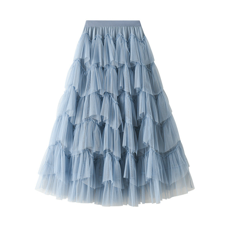 Spring Tiered Dress Mesh Long Skirt