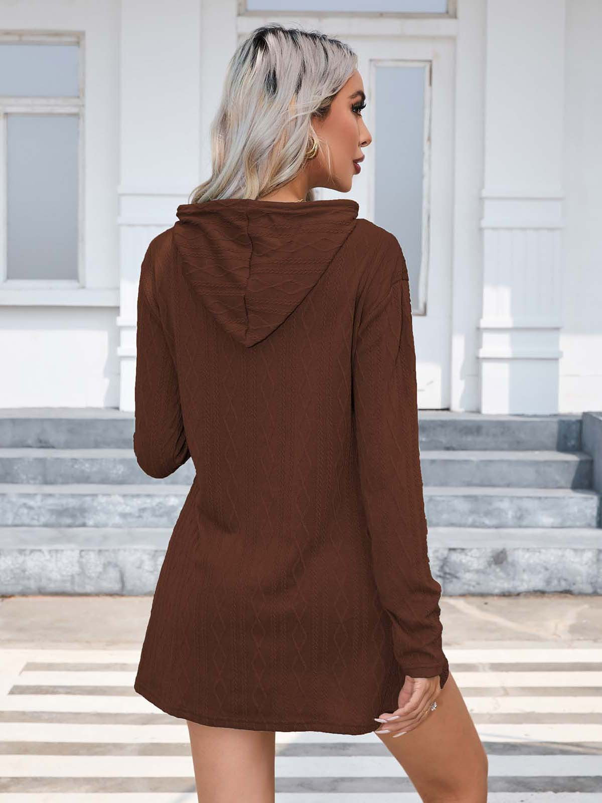 Knitting Hooded Long Sleeve Dress